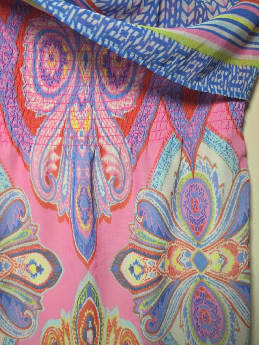 Red Camel Strapless Dress Size M | Boho Paisley Print - Picture 5 of 7